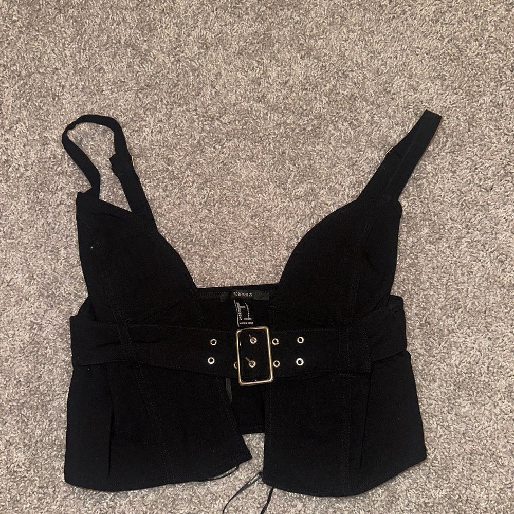 Forever 21 Black Fitted Bustier Bodysuit
